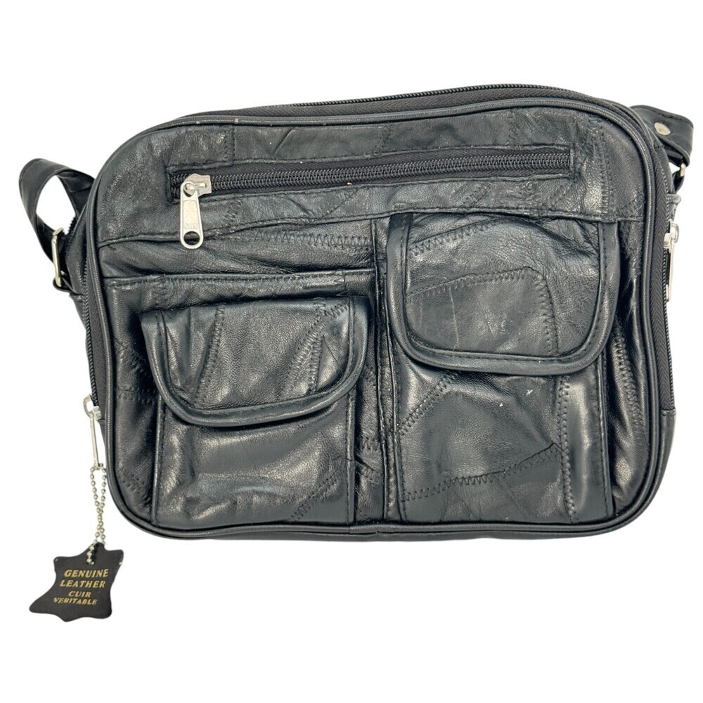 Bentley Travel Carry On Leather Bag Purse Tote Black Many Compartments